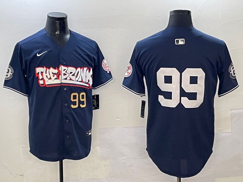 Men New York Yankees #99 Judge Drak Blue four generations Joint Name 2025 Nike MLB Jersey style 12